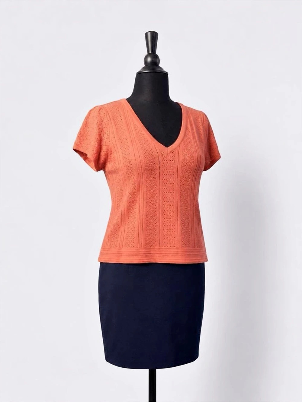 Torrid Everyday Soft Pointelle Pullover V-Neck Sweater V-Neck Sweater Orange